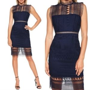 Bardot Mariana Lace BodyCon Midi Blue Dress